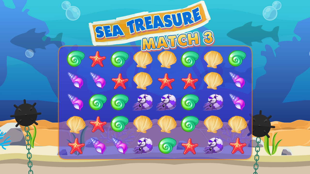 Play Sea Treasure Match 3 Game Online
